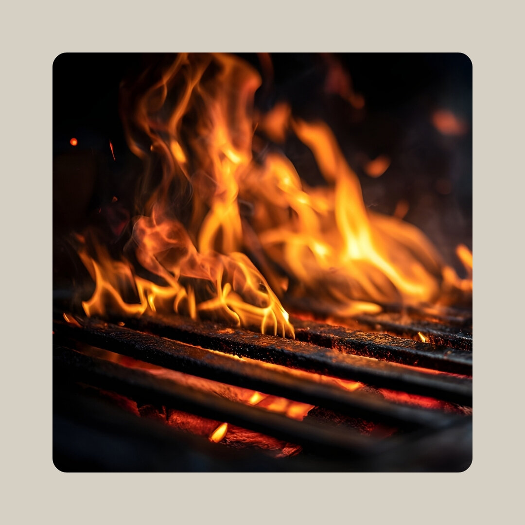 Grillrost mit Feuerflamme