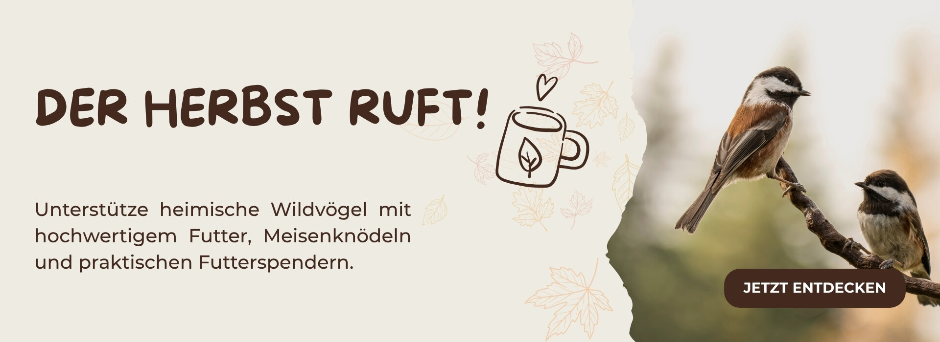 Herbstliche Gartenszene mit Wildvögeln