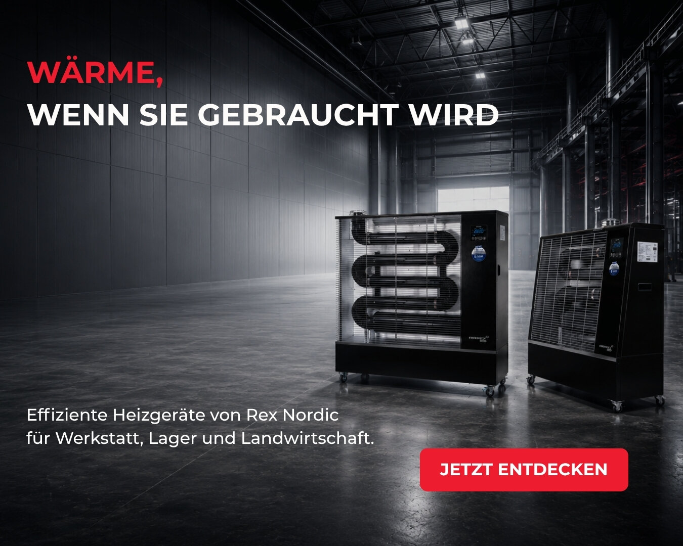Rex Nordic Heizgerät im Einsatz in Lagerhalle