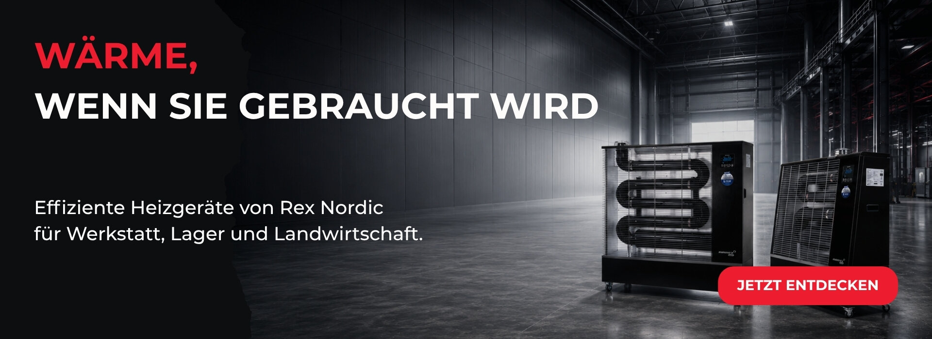 Rex Nordic Heizgerät im Einsatz in Lagerhalle