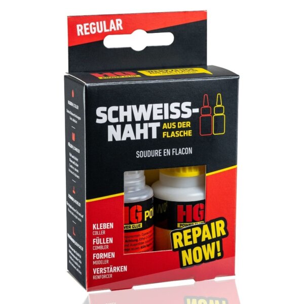 HG POWER GLUE Schweißnaht aus der Flasche – 20g Kleber und 40g Granulat
