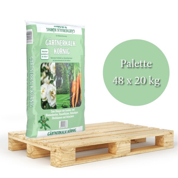Gartenkalk gekörnt 48 x 20 kg – naturreiner Kreidekalk für Garten & Rasen