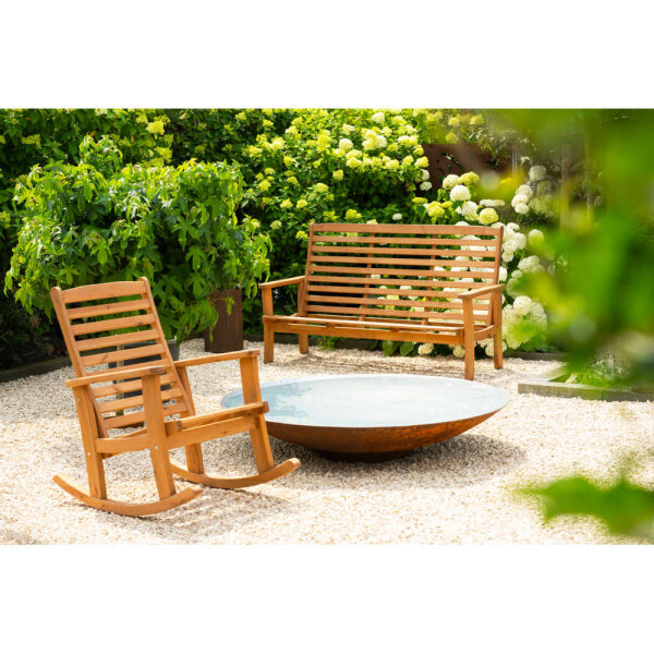 Gartenschaukelstuhl "Soltou" aus Kiefernholz | Verstellbare Rückenlehne & Wetterfest