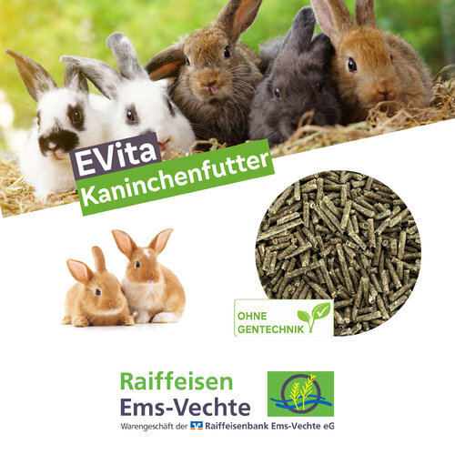 EVita Kaninchenfutter Pellets 20 kg – Alleinfuttermittel für Kaninchen ohne Gentechnik
