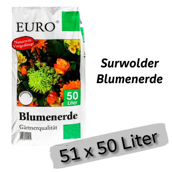 Günstige Blumenerde für Zimmer-, Balkon-, Garten-, und Terassenpflanzen 51 x 50 Liter