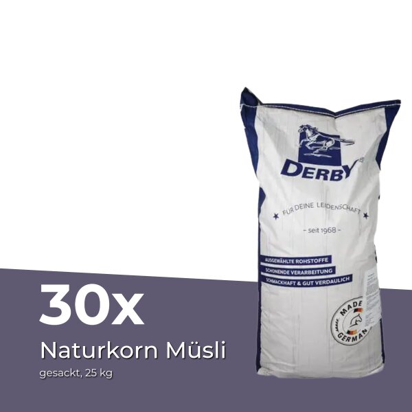 DERBY Naturkorn Müsli 30 x 25 kg – haferfreies Ergänzungsfutter für Pferde