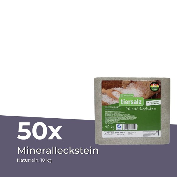 Naturreiner Mineralleckstein 48 x 10 kg - Viehsalz für Nutztiere