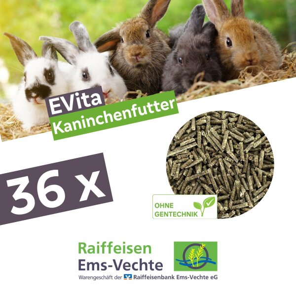 EVita Kaninchenfutter Pellets 36 x 20 kg – Alleinfuttermittel für Kaninchen
