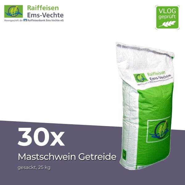 Mastschwein Futter MS Getreide 30 x 25 kg | Alleinfuttermittel & Vlog geprüft