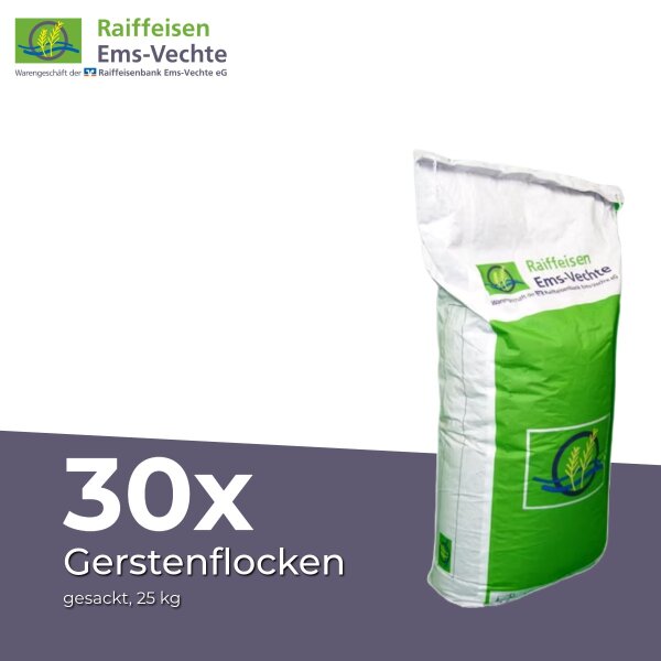 Gerstenflocken 30 x 25 kg | Einzelfuttermittel für alle Tiere