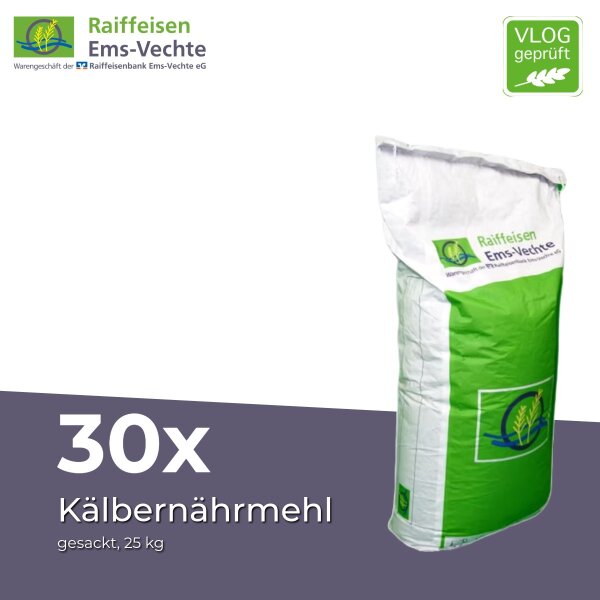 Kälbernährmehl 30 x 25 kg – gentechnikfreies Ergänzungsfutter für Kälber, VLOG geprüft