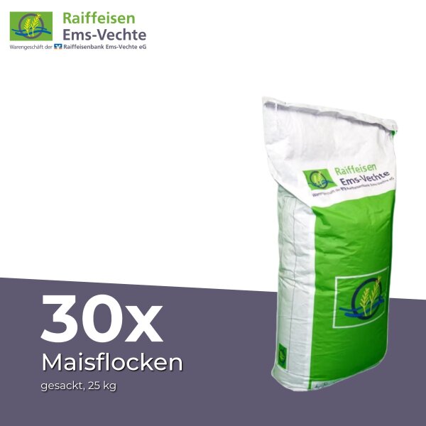 Maisflocken gesackt 30 x 25 kg – energiereiches Einzelfuttermittel für Tiere