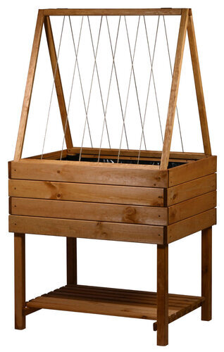 DOBAR Hochbeet Magic Kubus mit Rankgitter – ergonomisches Pflanzbeet aus Holz