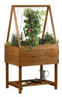 DOBAR Hochbeet Magic Kubus mit Rankgitter – ergonomisches Pflanzbeet aus Holz