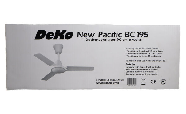 DEKO Deckenventilator 90 cm weiss | New Pacific BC 195