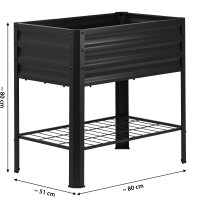 DOBAR Metallhochbeet mit Ablageboden Anthrazit 81 x 51 x...