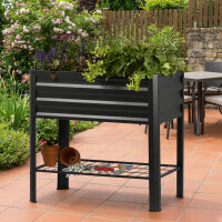 DOBAR Metallhochbeet mit Ablageboden Anthrazit 81 x 51 x 80 cm