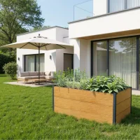 METZLER Hochbeet in Holzoptik mit Anthrazitgrau | 150 x 75 x 77 cm