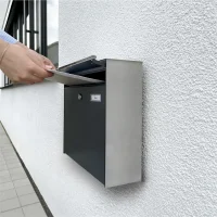METZLER Briefkasten in Anthrazitgrau mit austauschbarem Namensschild
