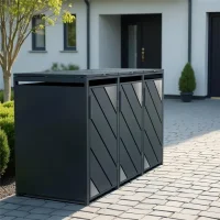 METZLER Mülltonnenbox Anthrazit mit Edelstahl | 1er - 4er