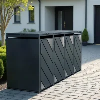 METZLER Mülltonnenbox Anthrazit mit Edelstahl | 1er - 4er