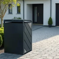 METZLER Mülltonnenbox Anthrazit mit Edelstahl | 1er - 4er