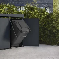 METZLER Mülltonnenbox Anthrazit mit Pflanzdach | Türgriff mit Schloss | 1er–5er