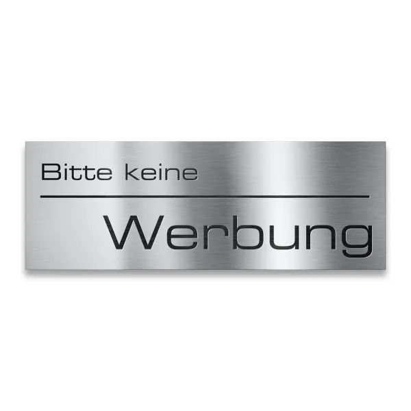 METZLER Briefkastenschild „Bitte keine Werbung“ aus Edelstahl