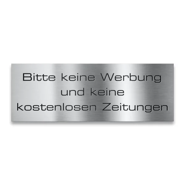 METZLER Briefkastenschild „Bitte keine Werbung/ Zeitung“ – Edelstahl
