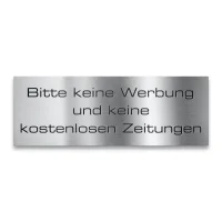METZLER Briefkastenschild „Bitte keine Werbung/ Zeitung“ – Edelstahl