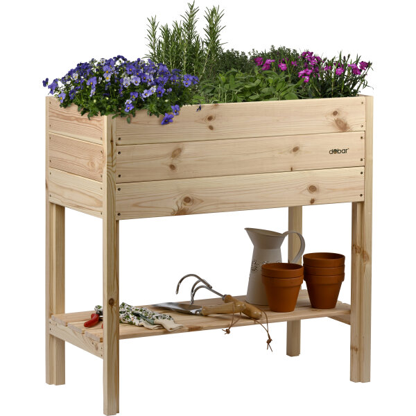 DOBAR Hochbeet „Florenz“ aus Holz mit Ablage und Pflanzfolie