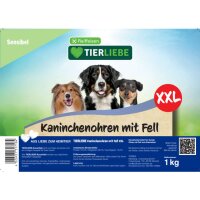 TIERLIEBE Hundeleckerlis Kaninchenohren mit Fell XXL 1 kg