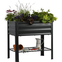 DOBAR Metallhochbeet mit Ablageboden Anthrazit 81 x 51 x...