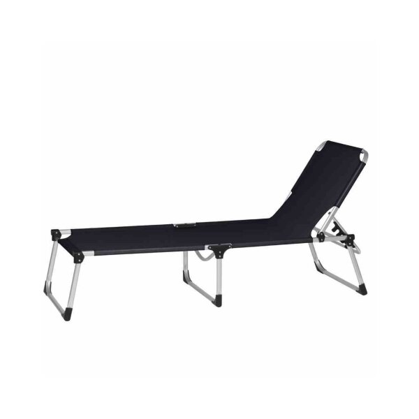 GARDAMO Alu‑XXL Dreibeinliege Silber/Schwarz