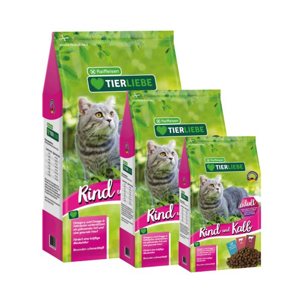 TIERLIEBE Katzen Trockenfutter "Adult" Rind & Kalb