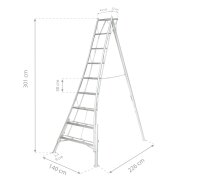 NIWAKI Gartenleiter 3-Holm Leiter mit 9 Sprossen höhenverstellbar