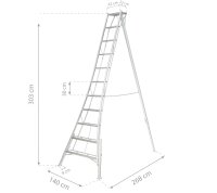 NIWAKI Gartenleiter 3-Holm Leiter mit 11 Sprossen höhenverstellbar