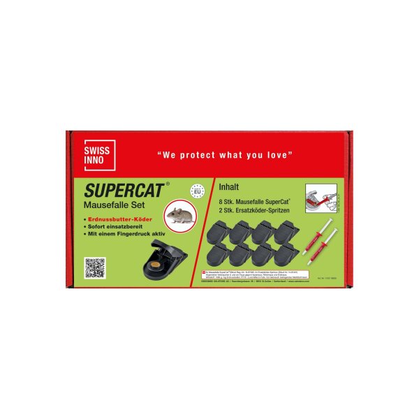 SWISSINNO SuperCat Mausefalle 8er Set mit Köderspritzen